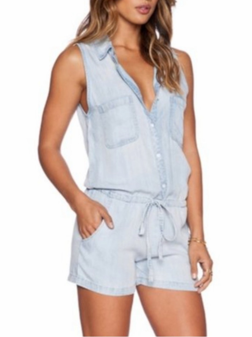 Rails Light Blue Denim-like Romper